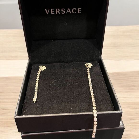 Versace Medusa Asymmetrical Gold Earrings - Picture 1 of 6